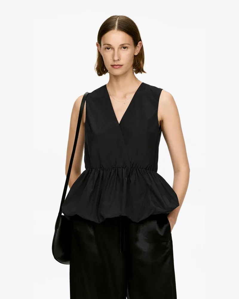 Arket Taftoberteil Mit Schößchen -Schwarz Schwarz