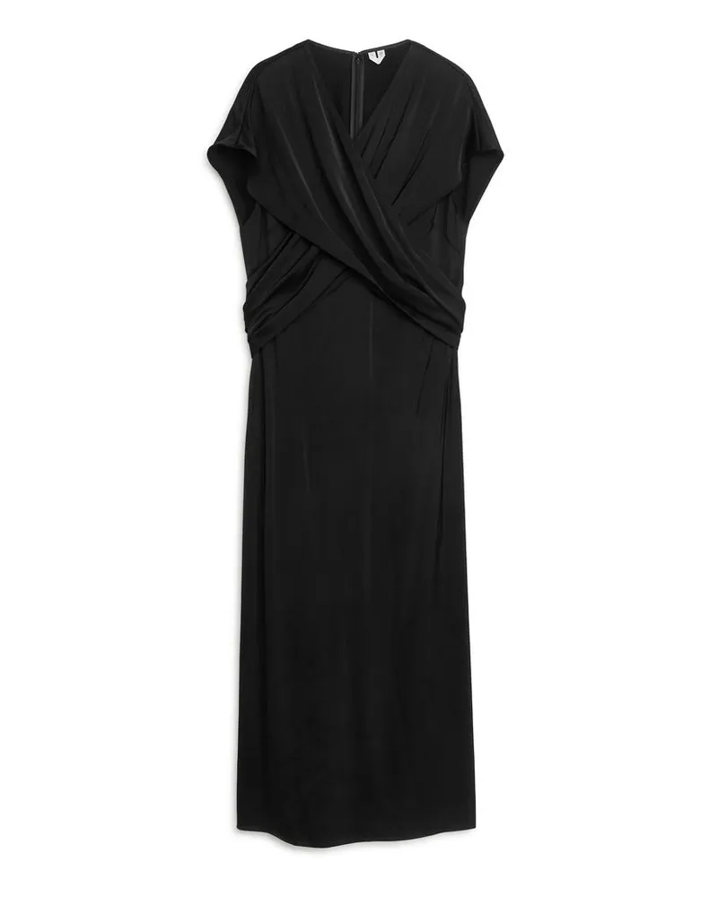 Arket Drapiertes Kleid Mit Bindedetail - Schwarz Schwarz
