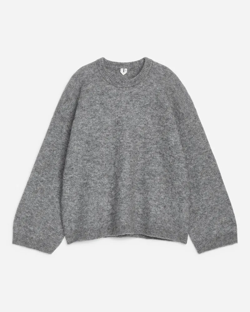 Arket Pullover Aus Alpakawolle Und Wolle - Grau Hellgrau