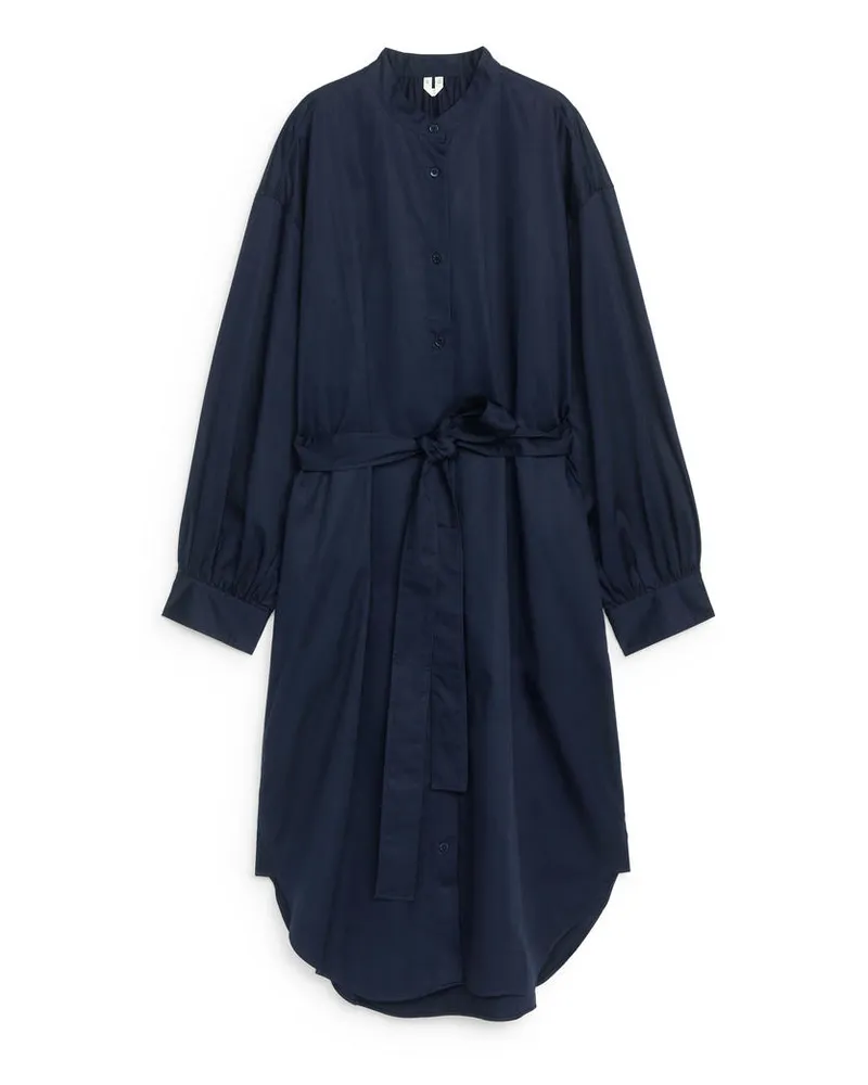Arket Hemdkleid Mit Gürtel - Blau Dunkelblau