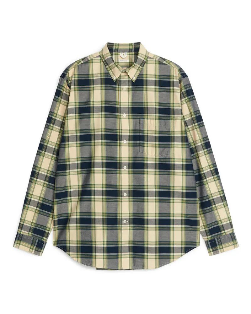 Arket Lockeres Twillhemd - Beige|Grün|Mehrfarbig Grün