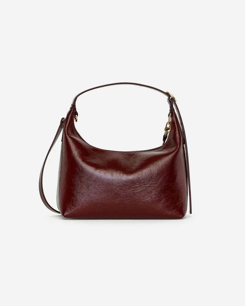 Arket Ledertasche Mit Kastiger Form - Rot Weinrot