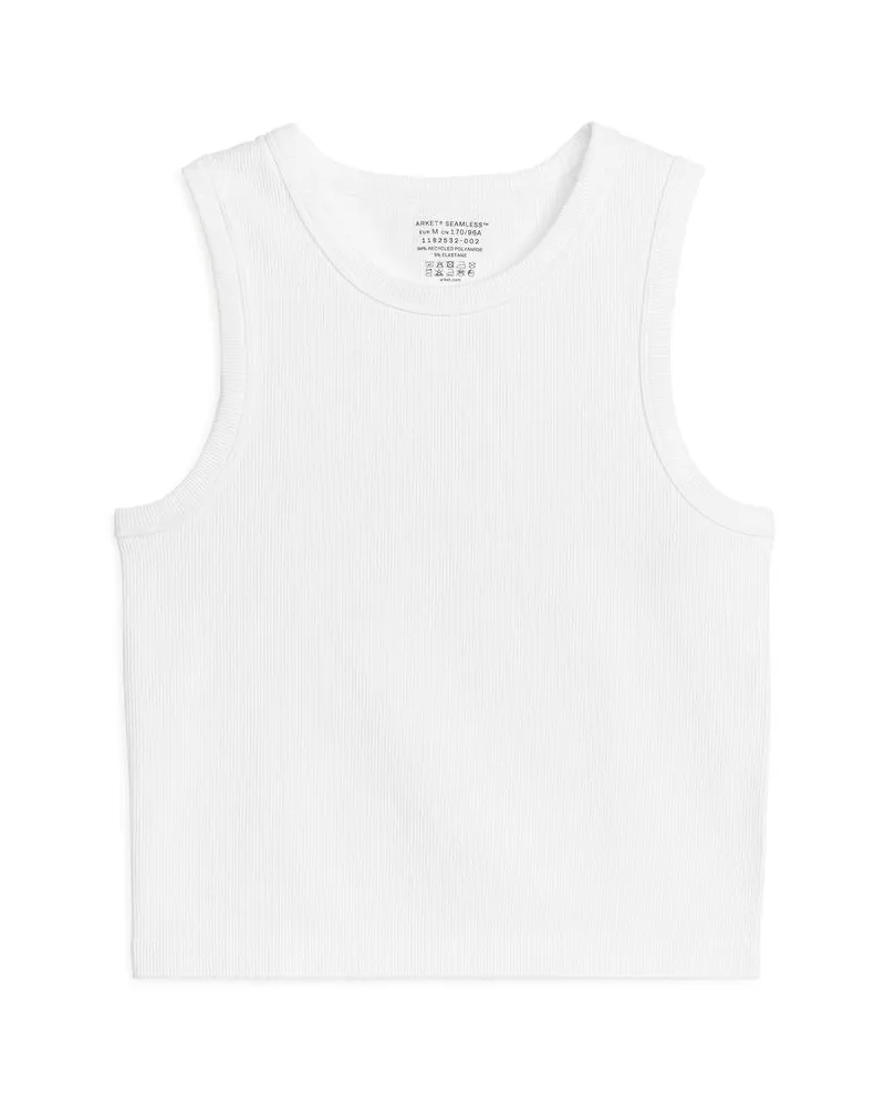 Arket Nahtloses, Geripptes Tanktop - Weiß Weiß