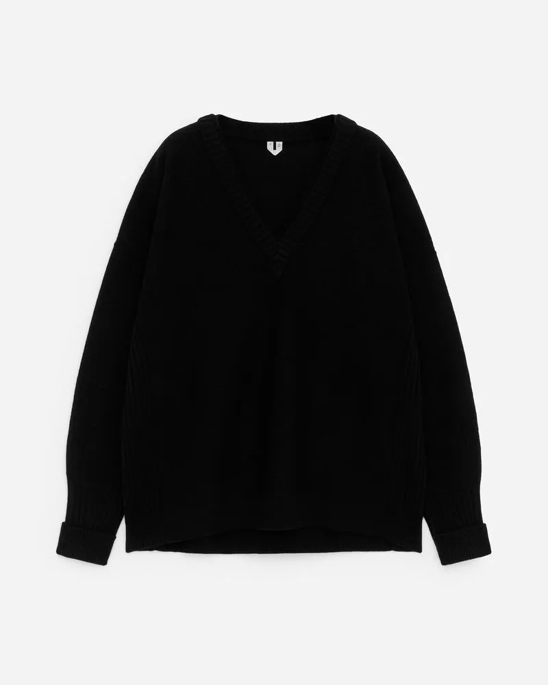 Arket Pullover Aus Wollwalk -Schwarz Schwarz