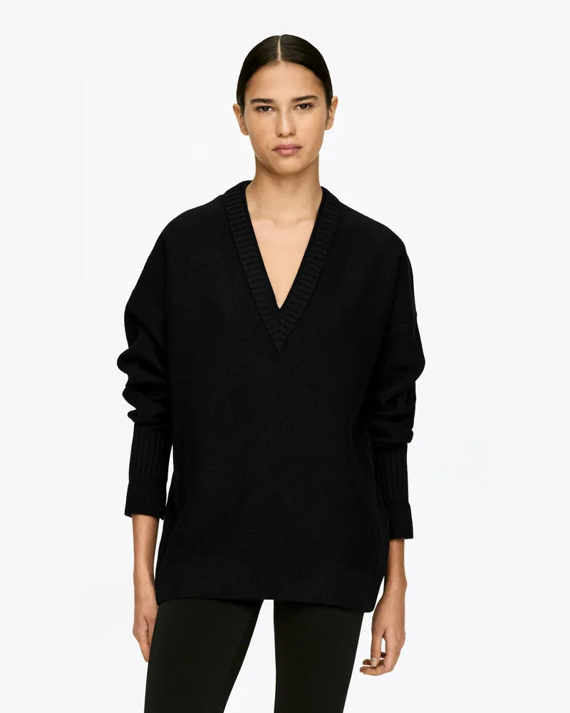 Arket Pullover Aus Wollwalk -Schwarz Schwarz