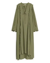 Arket Gerüschtes Maxikleid Khaki