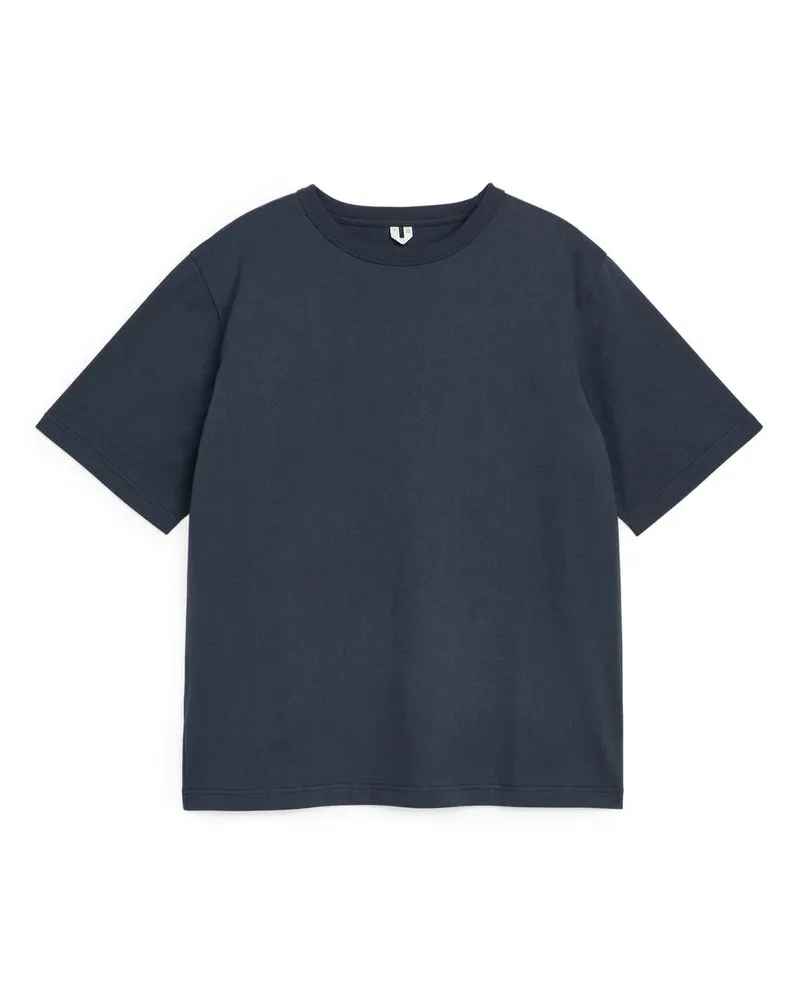 Arket Schweres T-Shirt - Blau Dunkelblau