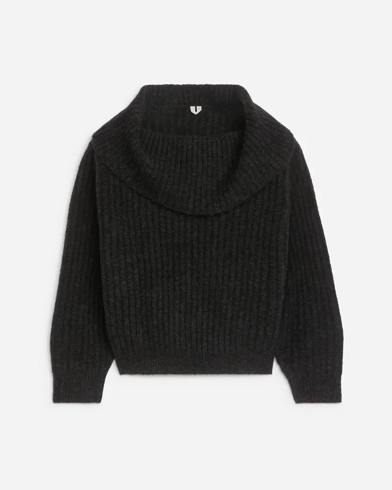 Arket Gerippter Off-Shoulder-Pullover - Grau Grau