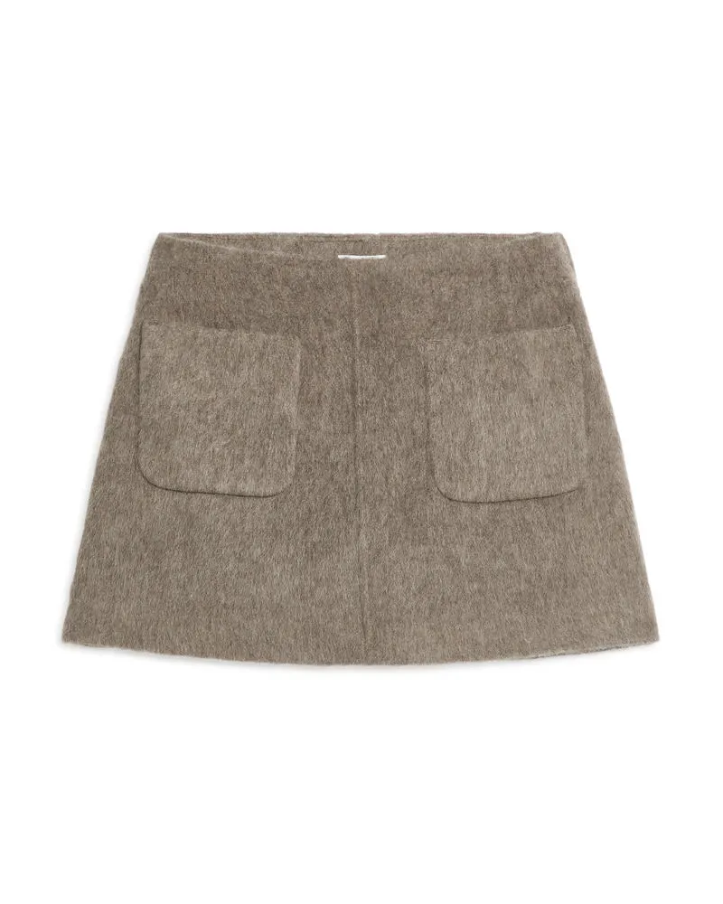Arket Minirock Aus Wolle - Braun Taupe
