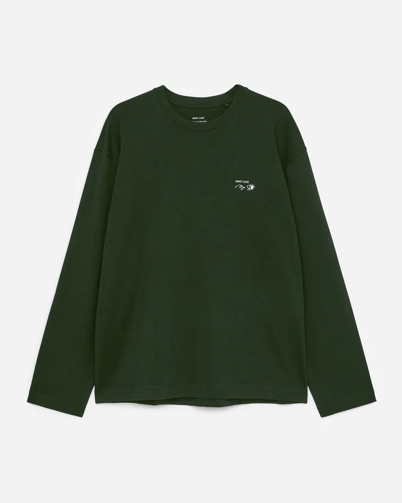 Arket Café Langarmshirt - Grün Dunkelgrün