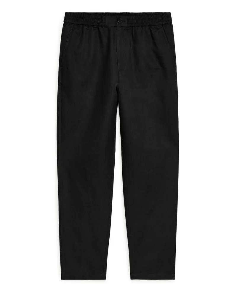 Arket Leinenhose Mit Tunnelzugbund - Schwarz Schwarz