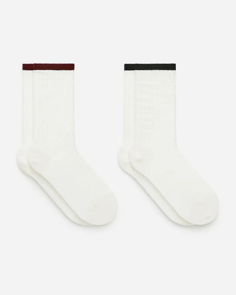 Arket Rippstricksocken, 2Er-Pack - Weiß Cremeweiß