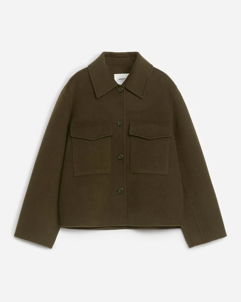 Arket Doubleface-Overshirt Aus Wolle -Grün Grün