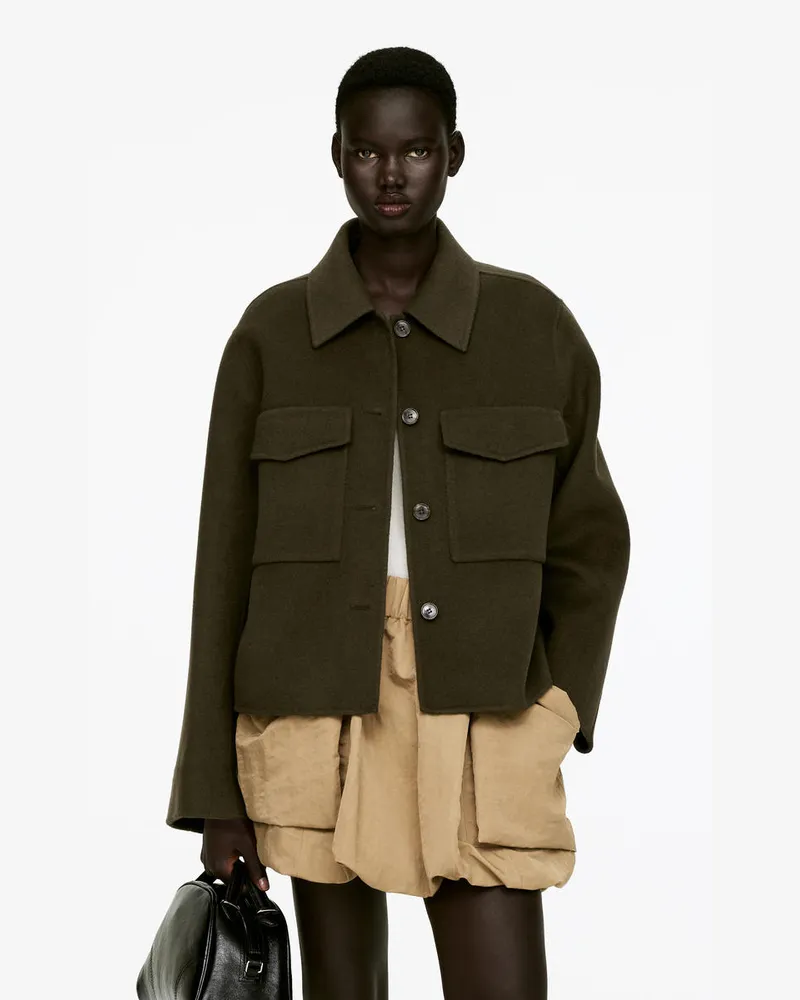 Arket Doubleface-Overshirt Aus Wolle -Grün Grün