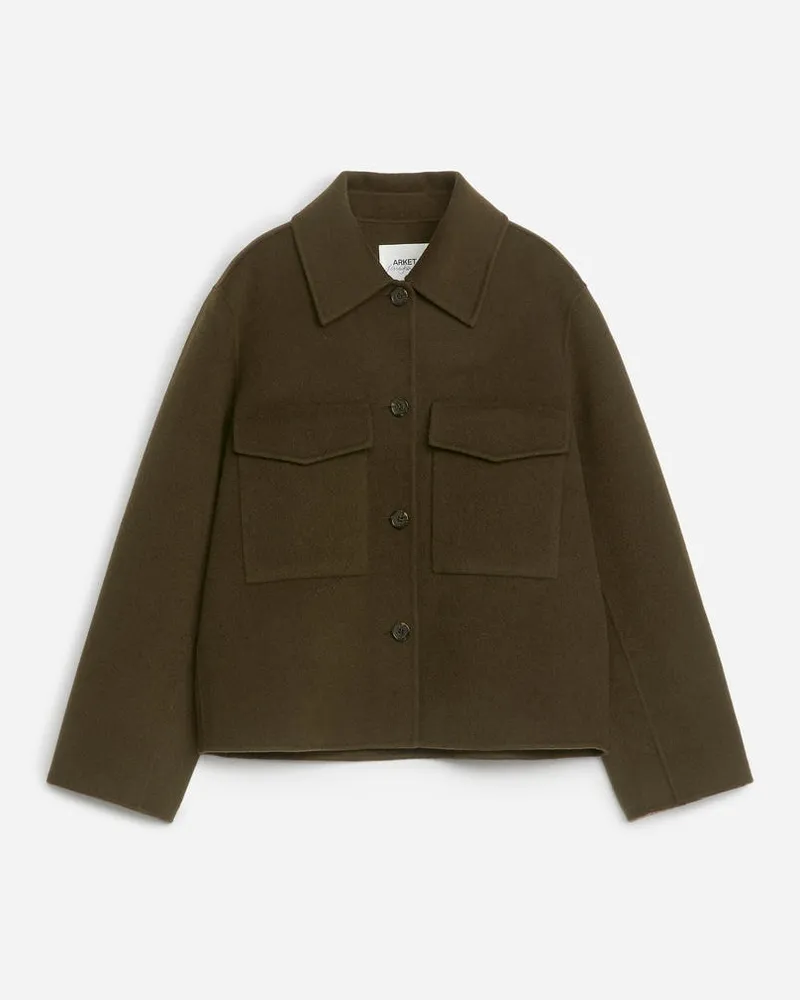 Arket Doubleface-Overshirt Aus Wolle -Grün Grün
