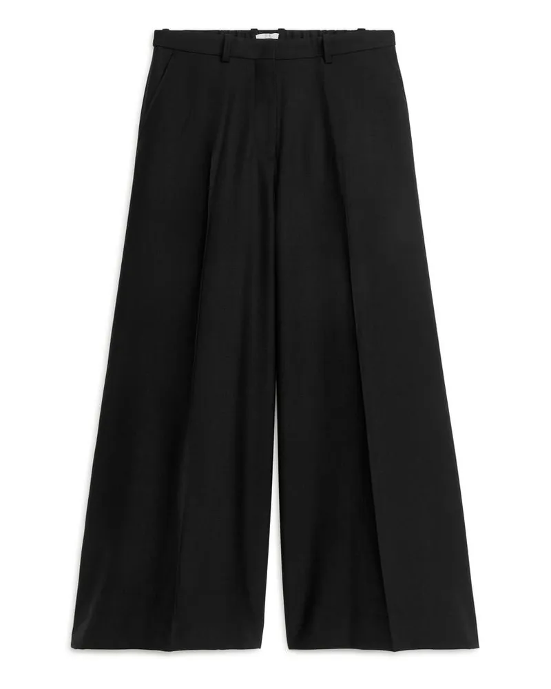 Arket Weite Hose Aus Wollmischung - Schwarz Schwarz