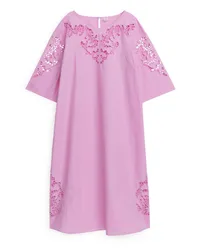 Arket Besticktes Maxikleid Rosa