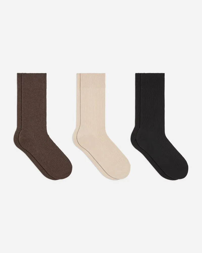 Arket Gerippte Socken Aus Supima-Baumwolle 3er-Pack -Braun Braun