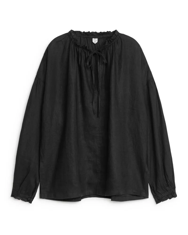 Arket Leinenbluse - Schwarz Schwarz