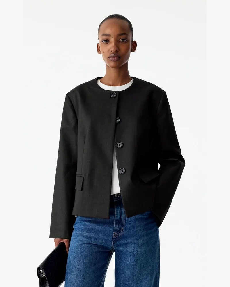 Arket Elegante A-Linien-Jacke -Schwarz Schwarz