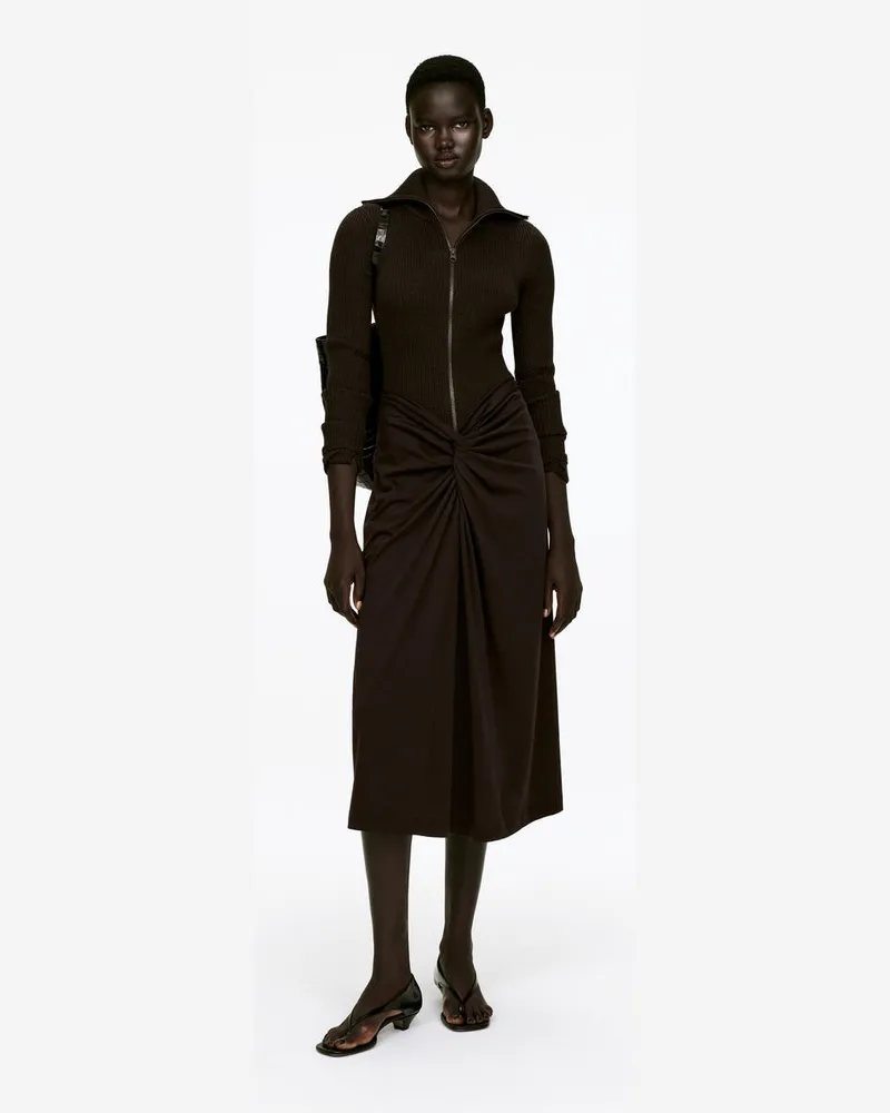 Arket Twist Midi Skirt -Braun Braun