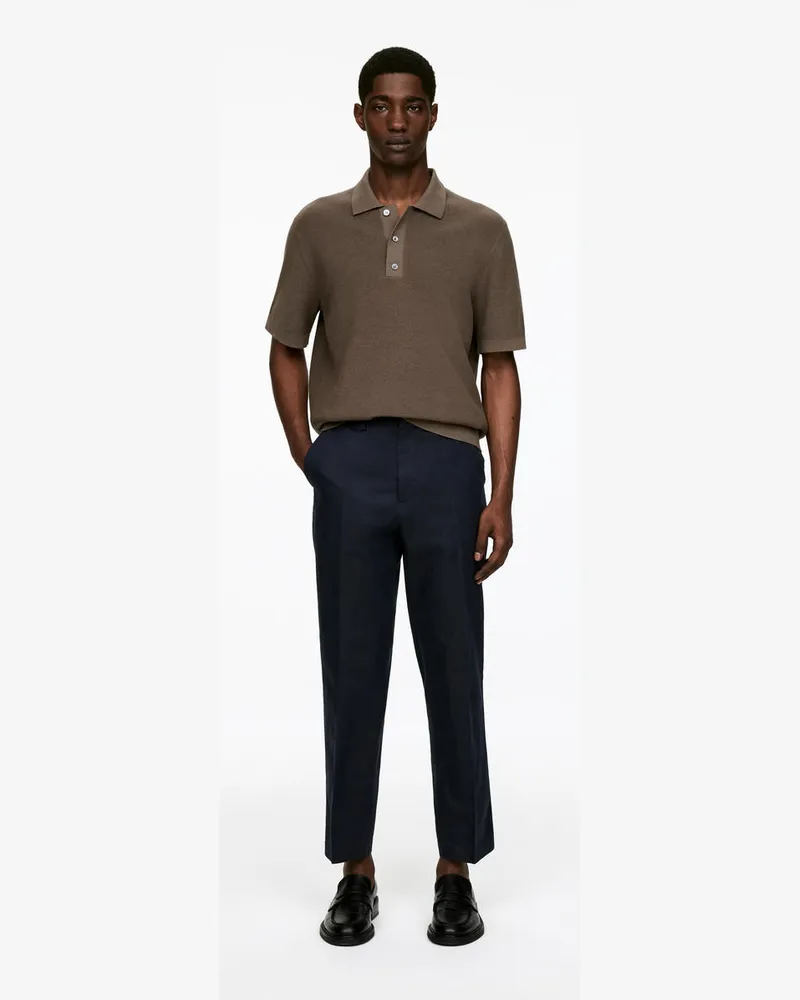 Arket Baumwollleinen-Hose REGULAR CROPPED -Blau Blau