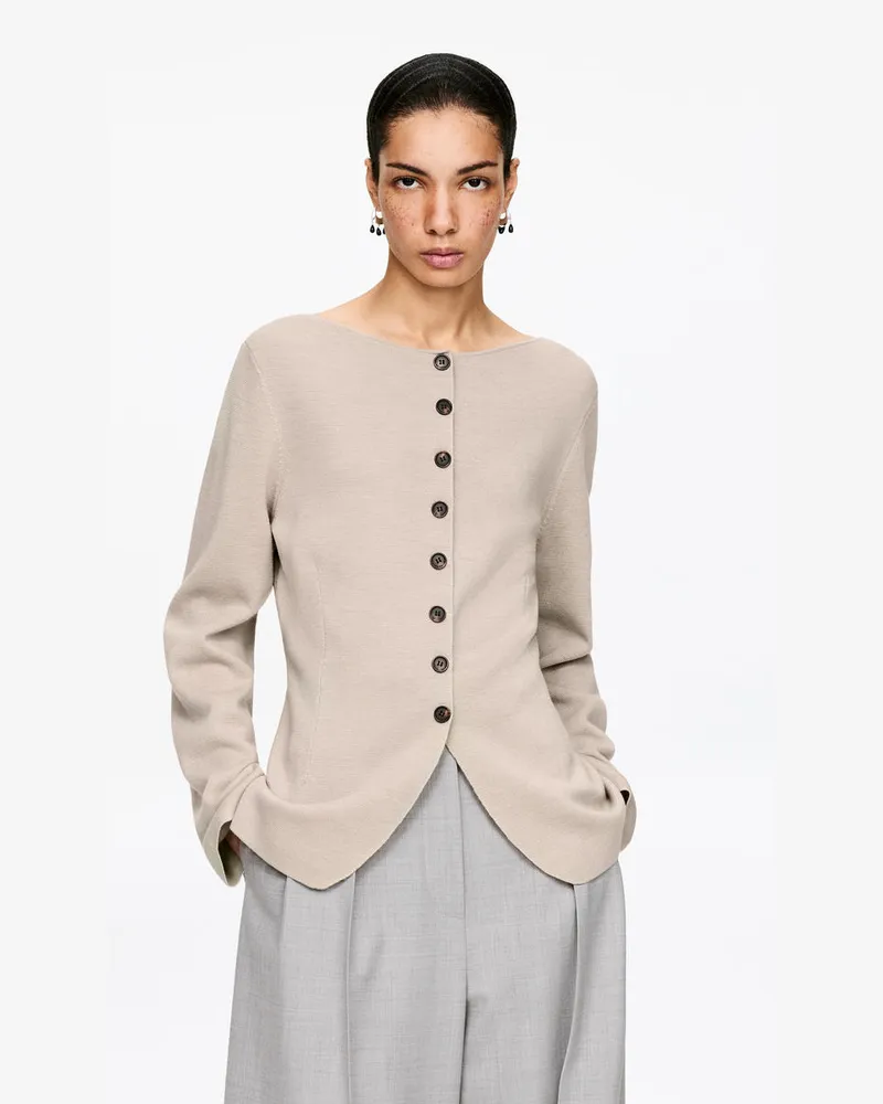 Arket Strickjacke Aus Merinowolle -Beige Beige