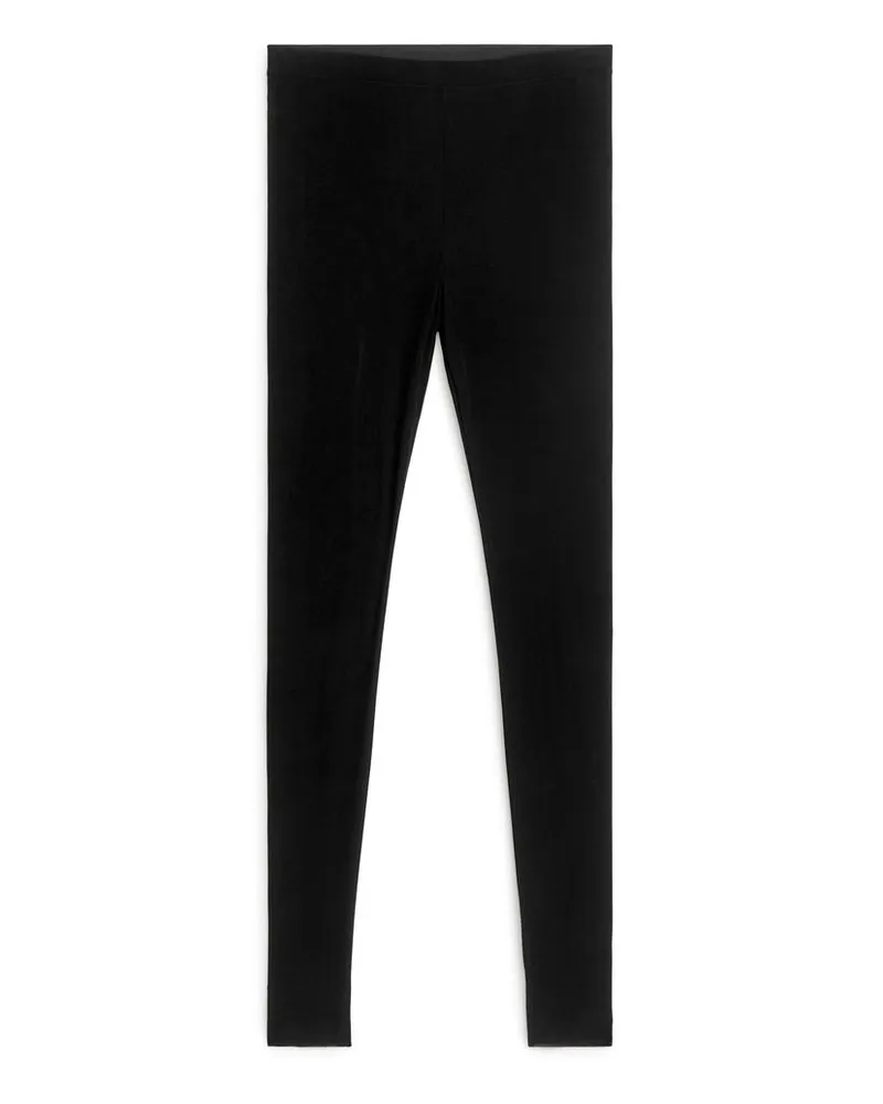 Arket Gerippte Seidenleggings - Schwarz Schwarz