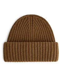 Arket Gerippte Beanie Braun