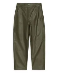 Arket Lockere Lederhose Khaki