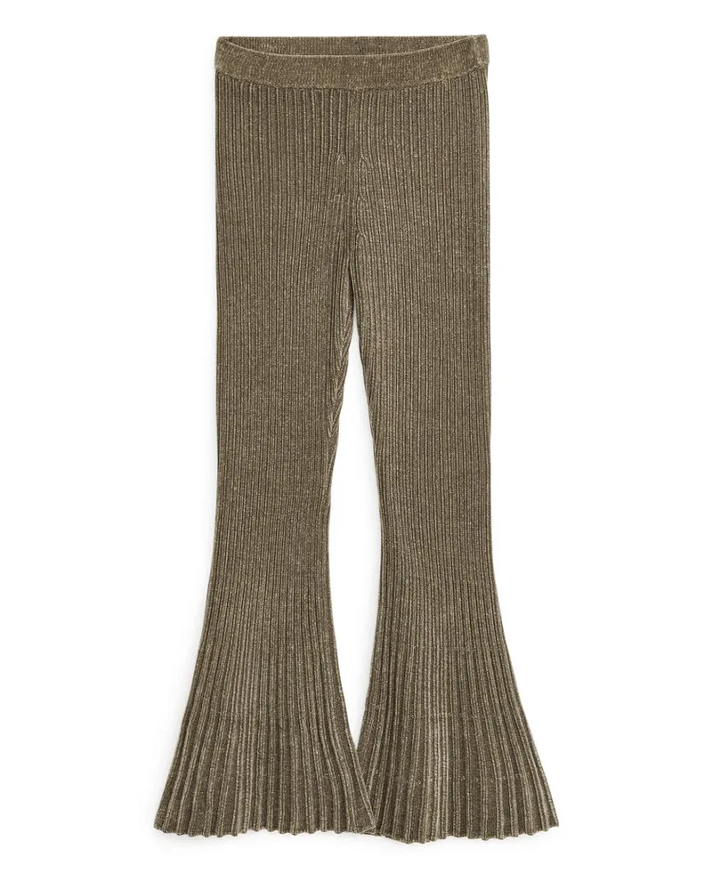 Arket Rippstrickhose Aus Chenille - Braun Taupe