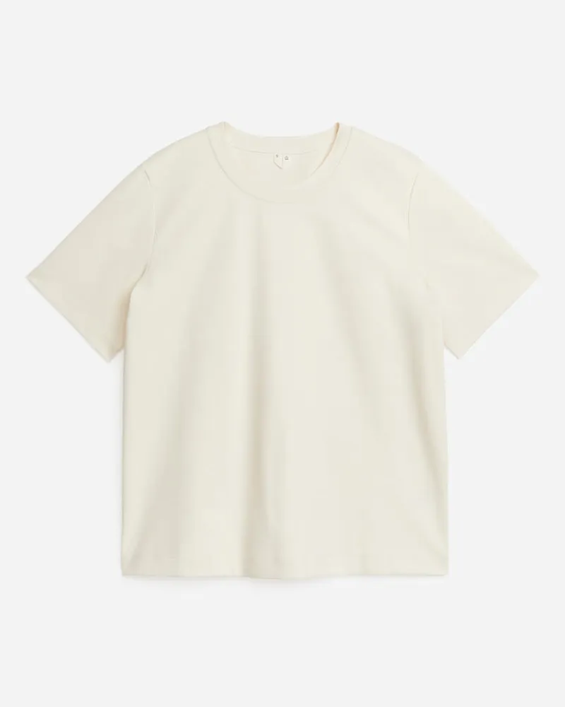 Arket Pearl Interlock-T-Shirt - Weiß Cremeweiß