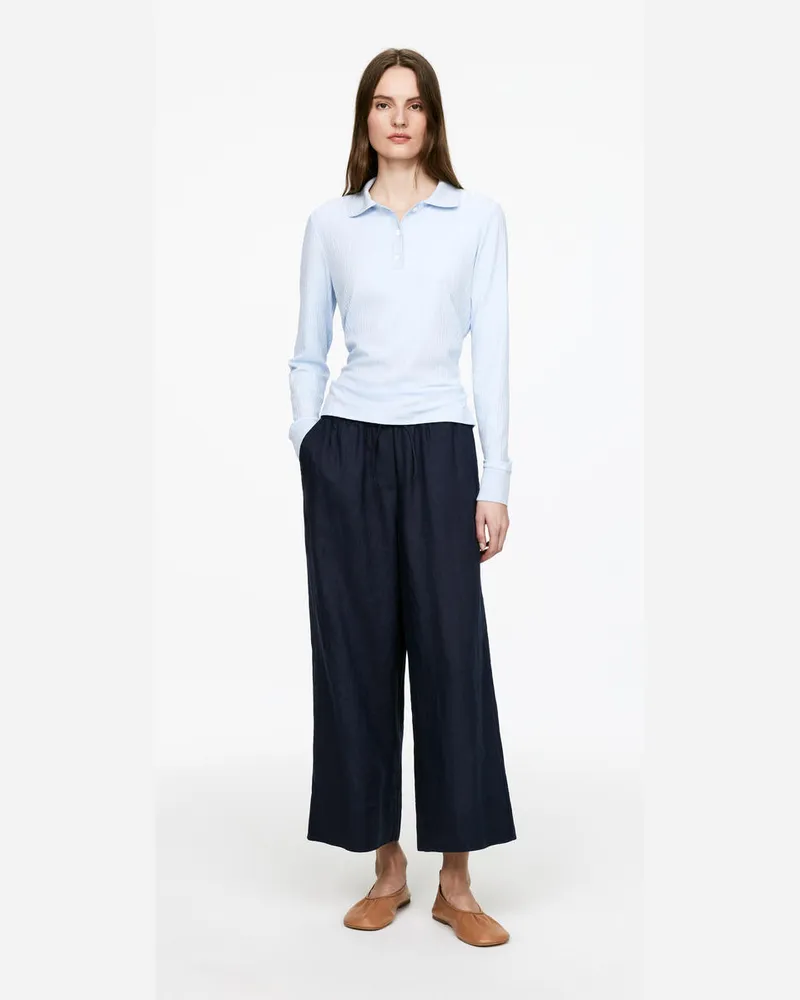 Arket Cropped-Leinenhose -Blau Blau