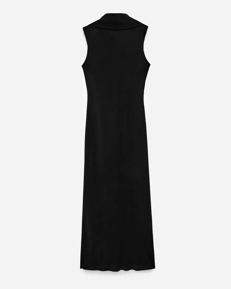 Arket Fließendes Kleid Mit Schalkragen - Schwarz Schwarz