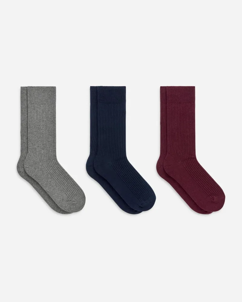 Arket Gerippte Socken Aus Supima-Baumwolle 3er-Pack -Rot Rot