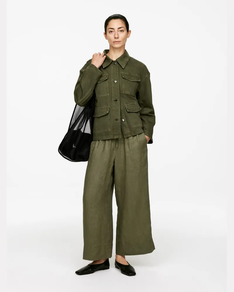 Arket Cropped-Leinenhose -Grün Grün