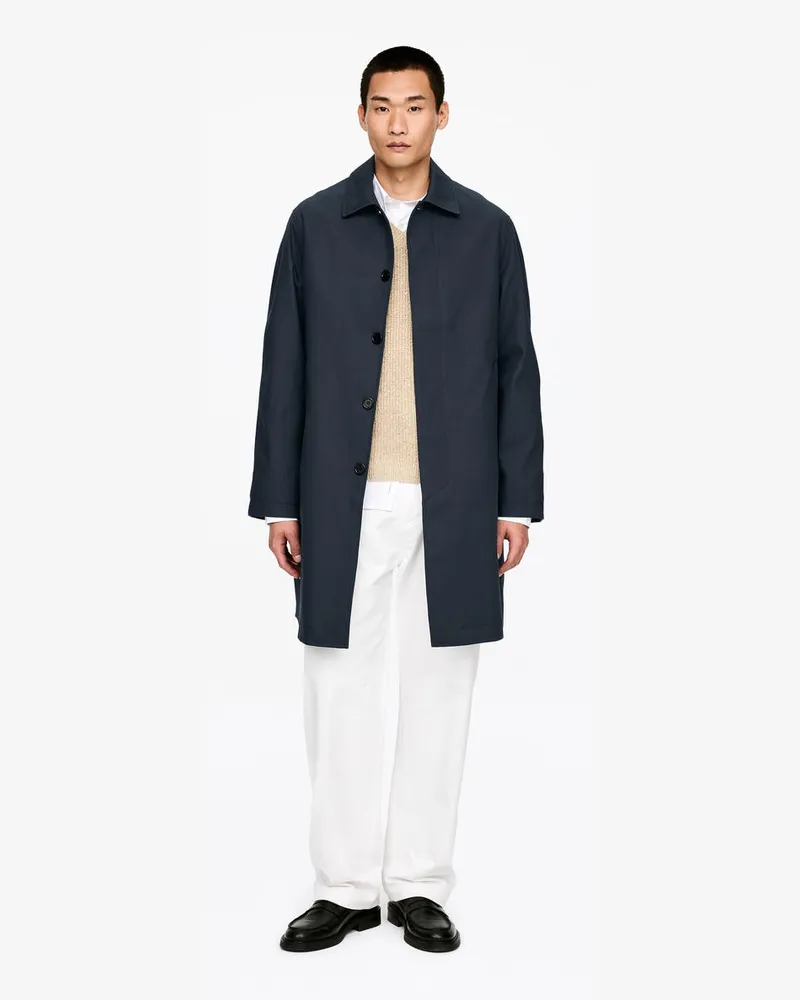 Arket Lockerer Car Coat Aus Baumwolle -Blau Blau