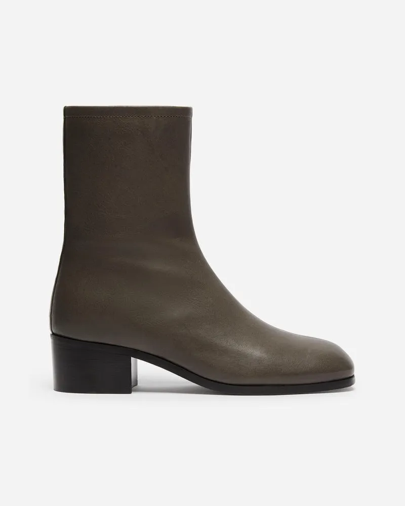 Arket Stiefelette Aus Leder Mit Eckiger Zehenpartie -Grau Grau