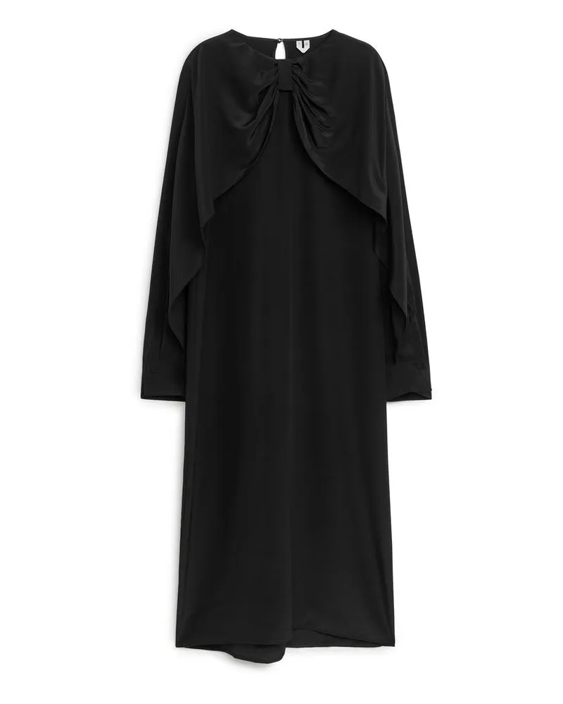 Arket Seidenkleid Mit Schleife - Schwarz Schwarz