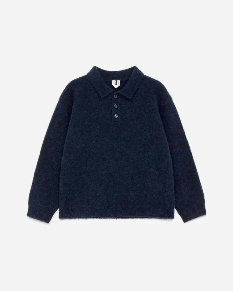 Arket Polopullover Aus Alpakawolle Und Wolle -Blau Blau