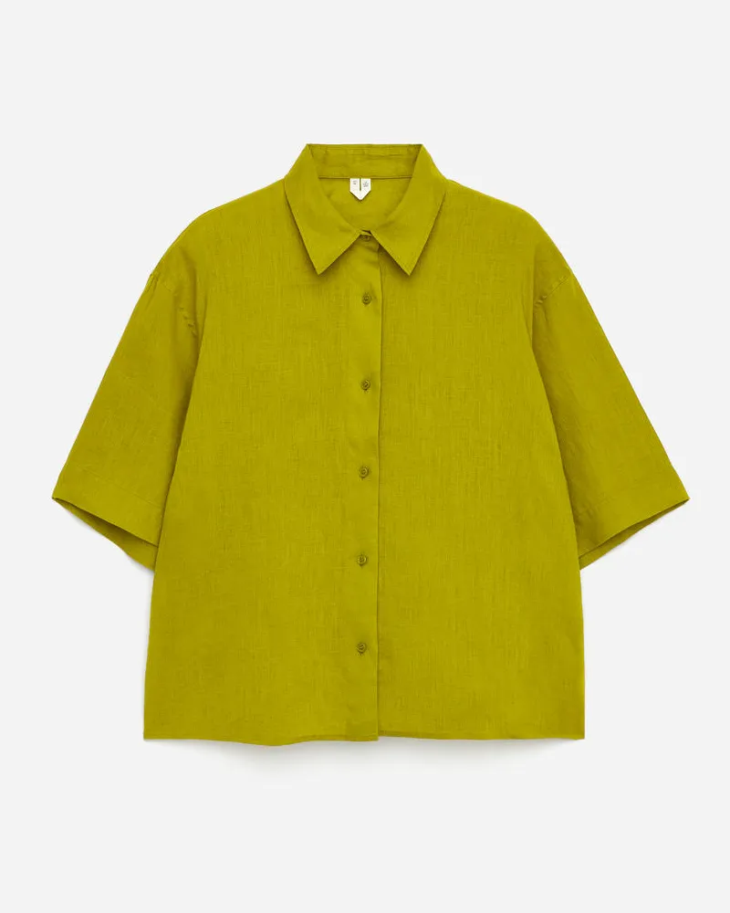 Arket Lockeres Leinenhemd -Grün Grün