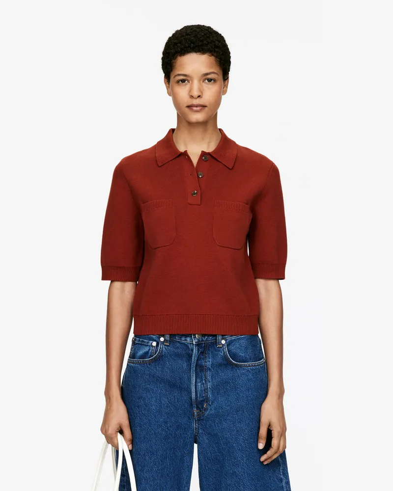 Arket Poloshirt Aus Baumwolle -Orange Orange