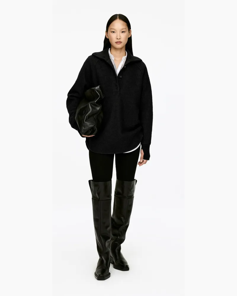 Arket Pullover Aus Wollwalk Und Baumwolle -Schwarz Schwarz