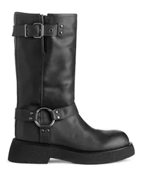 Arket Biker Boots aus Leder Schwarz