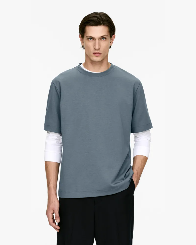 Arket Interlock-T-Shirt -Blau Blau