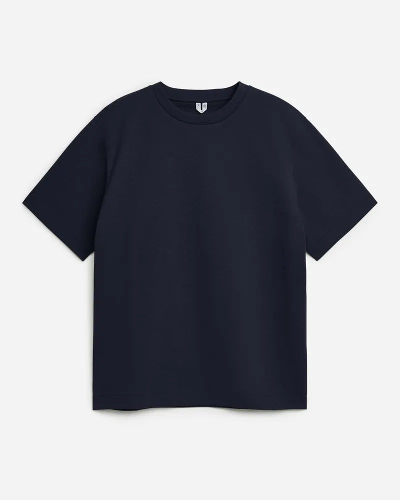 Arket Kastiges Interlock-T-Shirt -Blau Blau