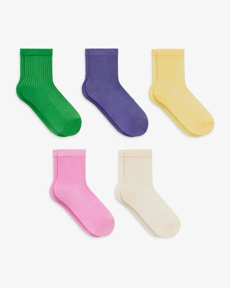 Arket Rippstricksocken 5er-Pack -Gelb Gelb