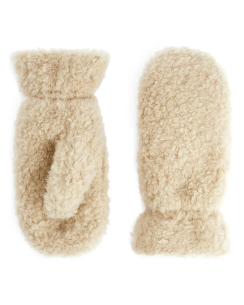 Arket Wattierte Teddy-Fäustlinge - Beige Beige
