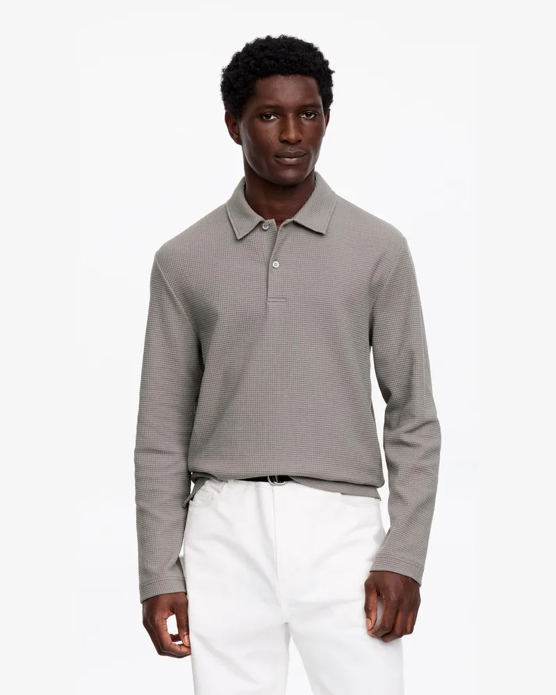 Arket Poloshirt Mit Waffelmuster -Grau Grau