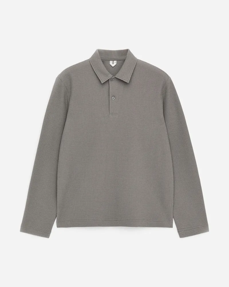 Arket Poloshirt Mit Waffelmuster -Grau Grau